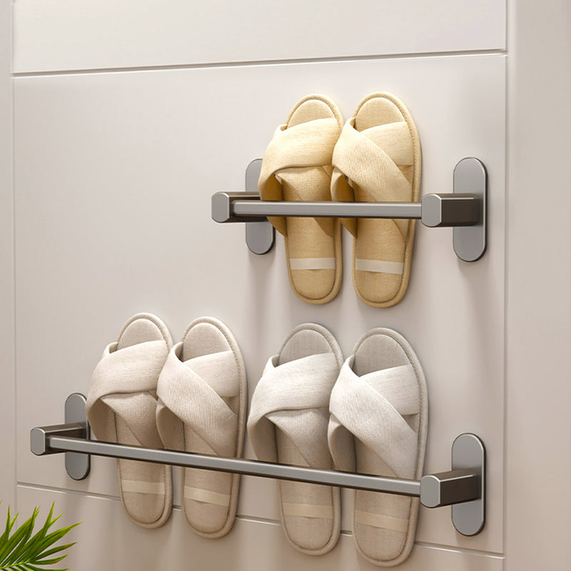 Slipper Rack Wall Mounted Aluminum 29cm Black Adhesive Space Saving Waterproof