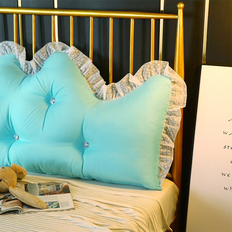 4X 180cm Light Blue Princess Headboard Pillow Polyester Tufted Crown Ruffle Lace