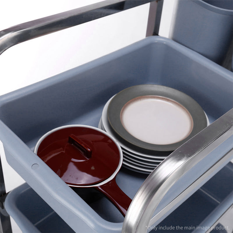 3 Tier Kitchen Food Trolley Pvc Five Buckets 82x43x92cm Wheels