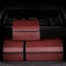 4X Leather Car Trunk Organizer Collapsible Foldable Storage Box Red Small