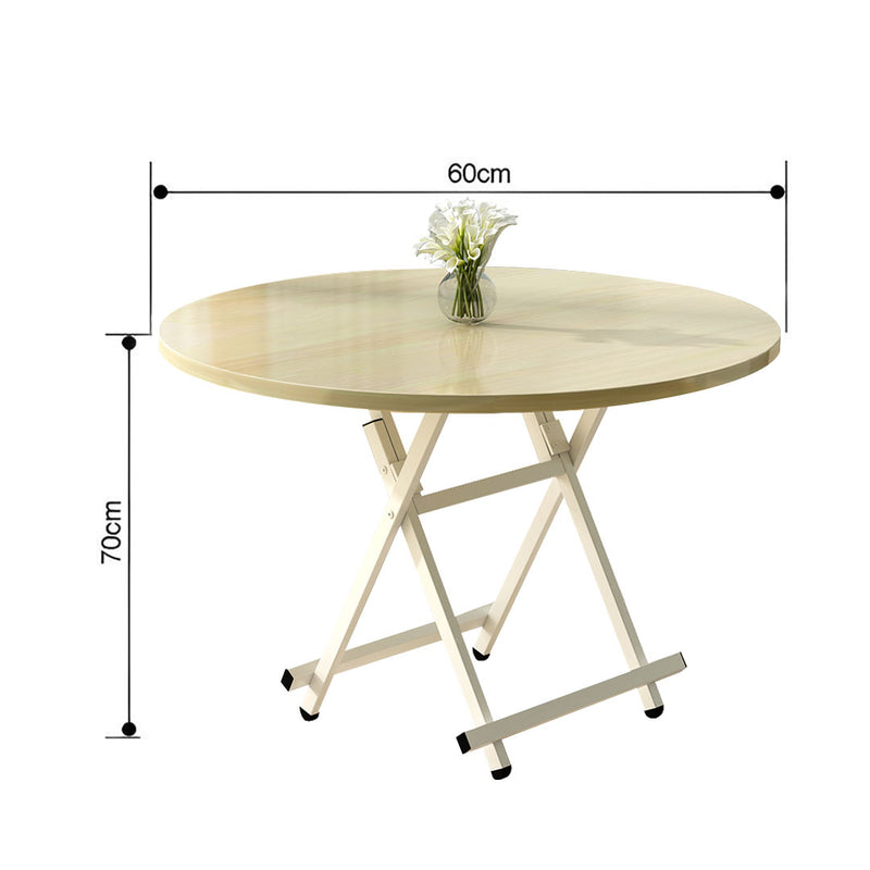 Round Dining Table Mdf Aluminum Legs 60cm Height 70cm Maple Grain Portable