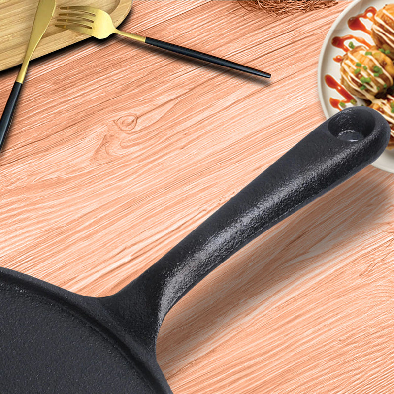 Cast Iron Takoyaki Fry Pan 7 Hole Mold 23cm Nonstick Skillet for Octopus Balls