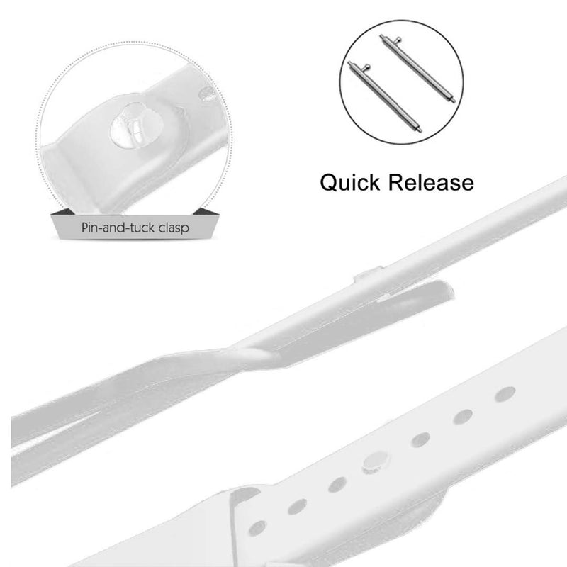 Silicone Sport Watch Replacement Band Compatible B57C White Waterproof Breathable