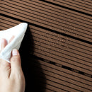 11 pcs Dark Chocolate Wooden Composite Decking Tiles Outdoor Slip Resistant