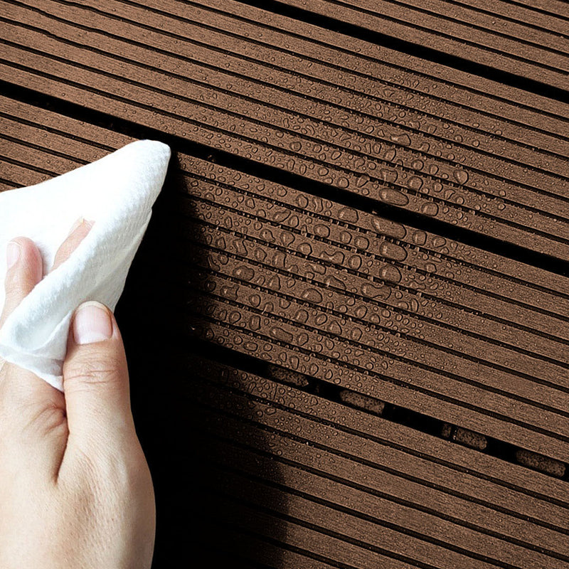 11 pcs Dark Chocolate Wooden Composite Decking Tiles Outdoor Slip Resistant
