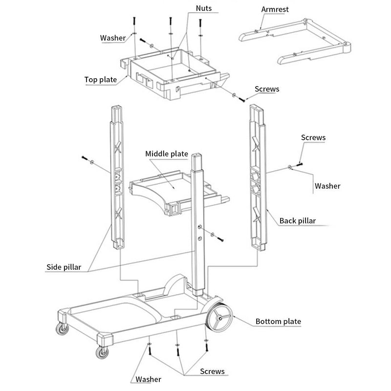 2X 3 Tier Janitor Cleaning Trolley Blue with Waterproof Bag and Wheels