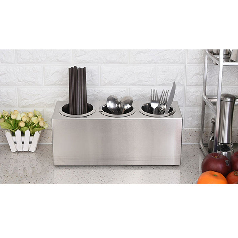 Stainless Steel 3 Holes Cutlery Holder Conical Utensils Organizer Dishwasher Safe
