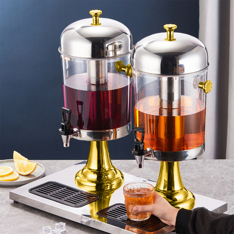 Dual 16L Commercial Stainless Steel ABS Transparent Beverage Dispenser Gold Silver