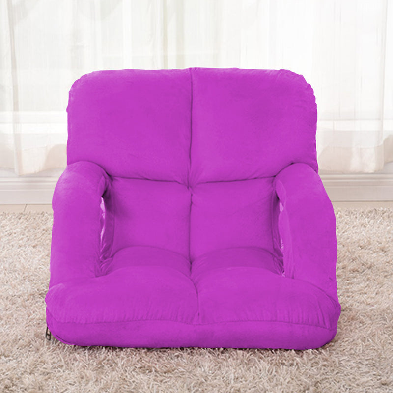 Foldable Adjustable Flannel Lounge Chair with Armrest Purple Home Outdoor