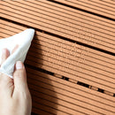 11 pcs Coffee Wooden Composite Decking Tiles Outdoor Durable Slip-Resistant