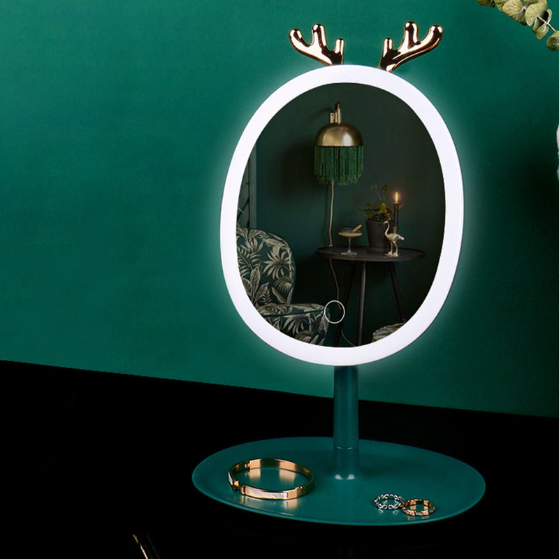 Green Antler Led Makeup Mirror Plastic Tabletop Vanity Adjustable Light