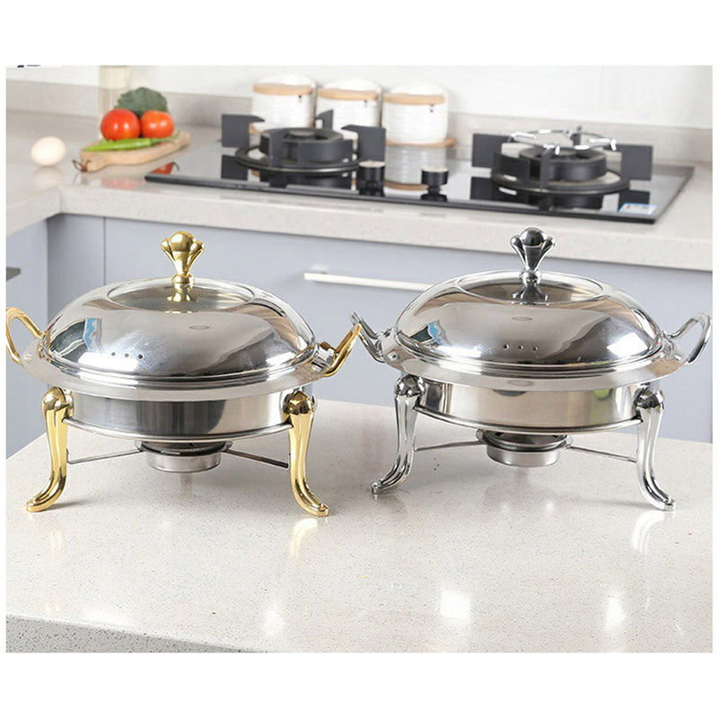 2X Stainless Steel Round Buffet Chafer 3L Food Warmer Glass Lid Catering Dish