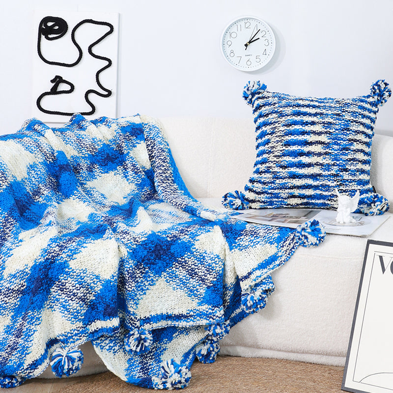 2X 90x200cm Throw Blanket Polyester Blue Gradient Design Decorative Cozy Warm