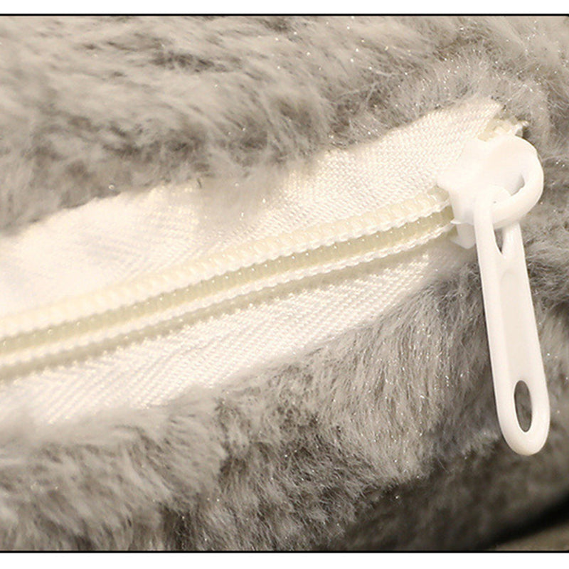 Grey Plush Pp Cotton Seat Cushion With Buffalo Ears 80cmx45cmx10cm Back Support