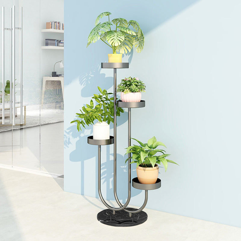 U Shaped Plant Stand Black Metal 4 Tier Flower Pot Tray Home Decor Display