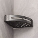 Black Wall-Mounted Aluminum Bathroom Shelf Space Saving Triangular Storage Rack