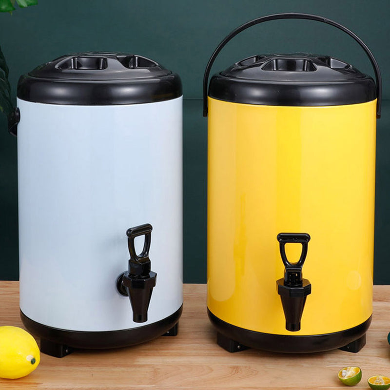 4X 10L Stainless Steel Insulated Milk Tea Beverage Dispenser With Faucet White
