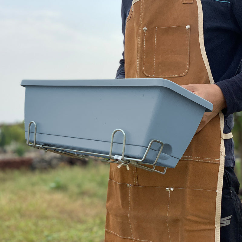 49.5cm Blue Rectangular Plastic Planters With Iron Frame Drainage Holes Set of 5