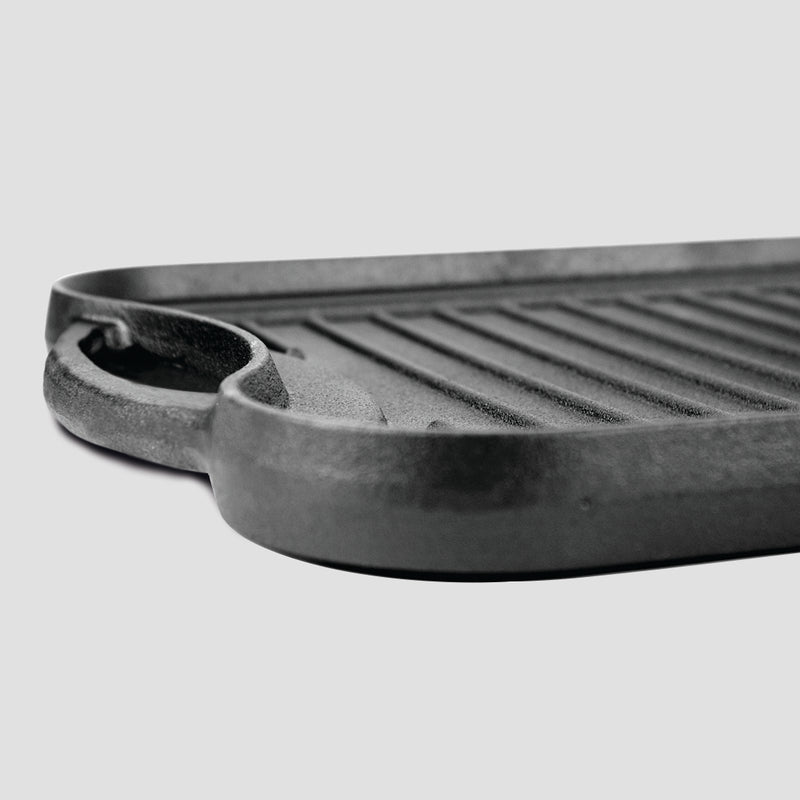 2X Cast Iron Ridged Grill Pan 50.8cm Reversible BBQ Stovetop Non-Stick Griddle