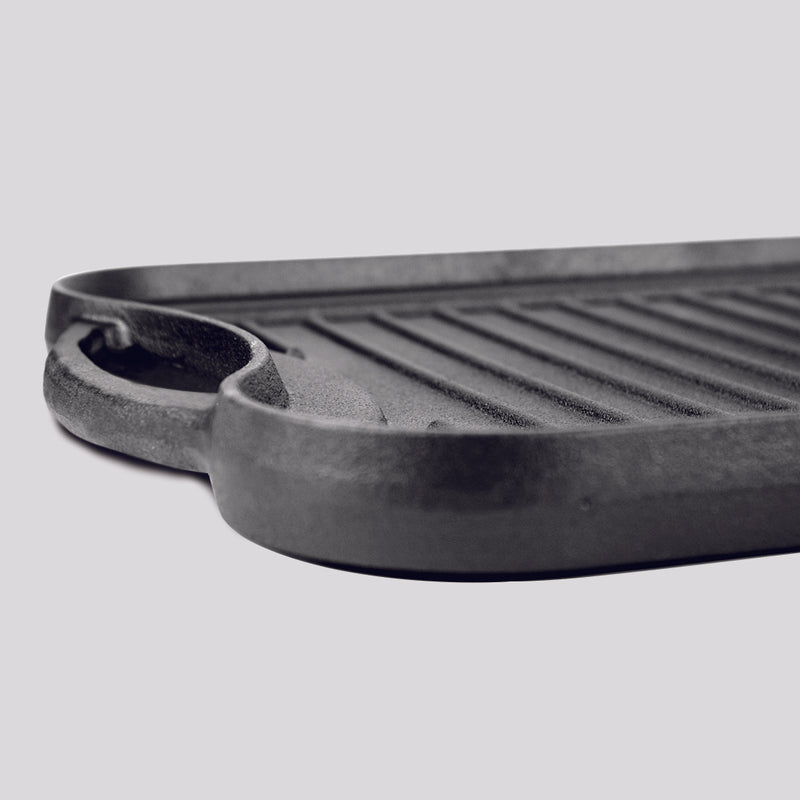 Cast Iron Ridged Griddle Pan 50.8cm Non Stick BBQ Stovetop Outdoor Cooking