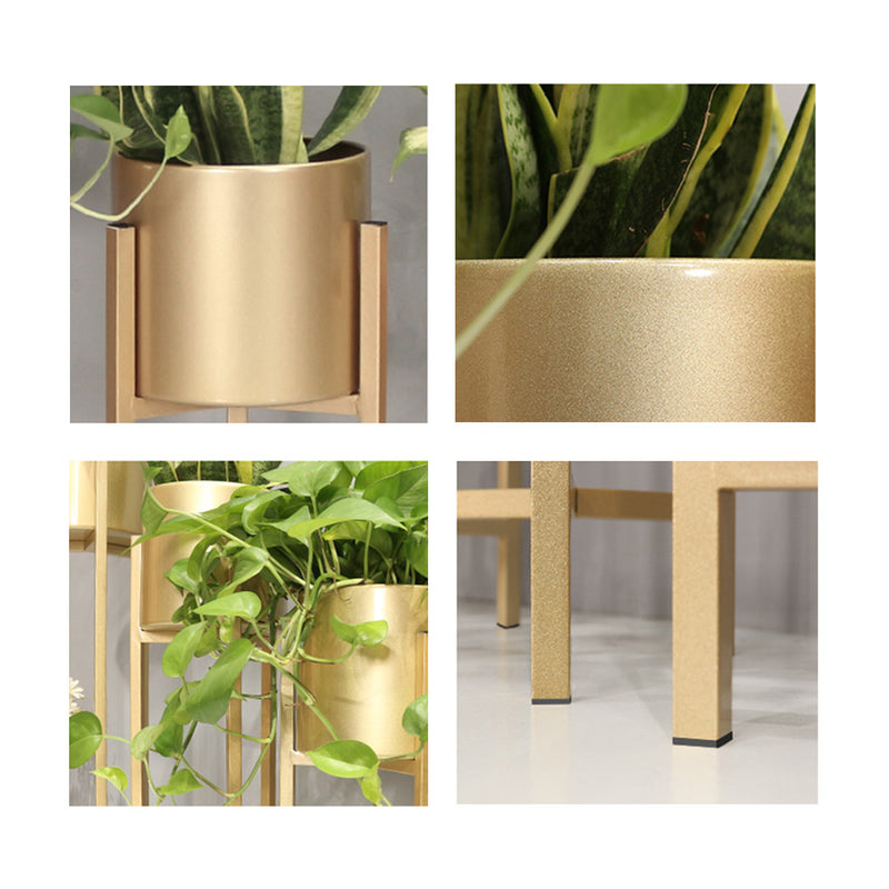 2X 45cm Gold Metal Plant Stand 20cm Enamel Pot Corner Indoor