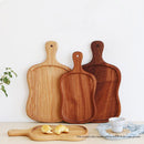 Wooden Serving Tray Paddle Board 18cm Ebony Handle Raised Edges Brown Decor