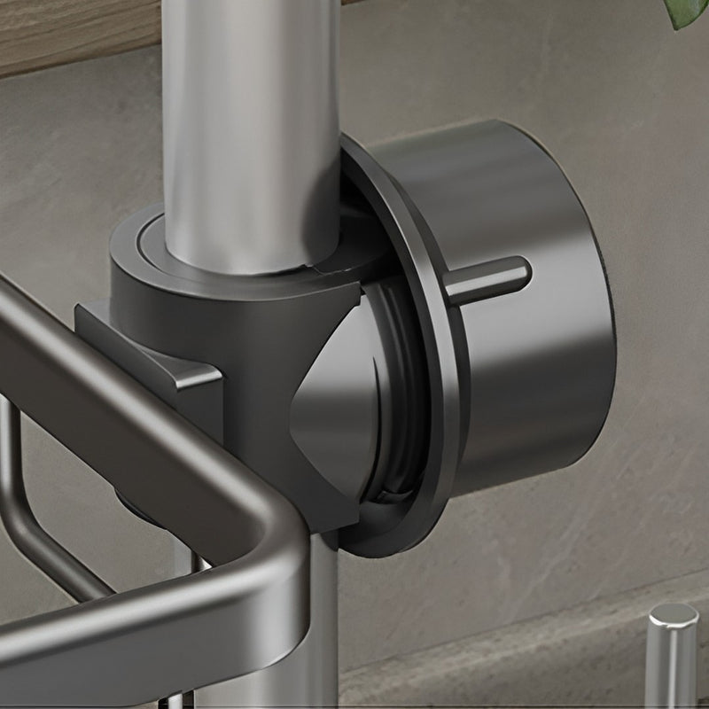 Dark Grey Aluminum Kitchen Sink Organizer Caddy Rack With Towel Holder