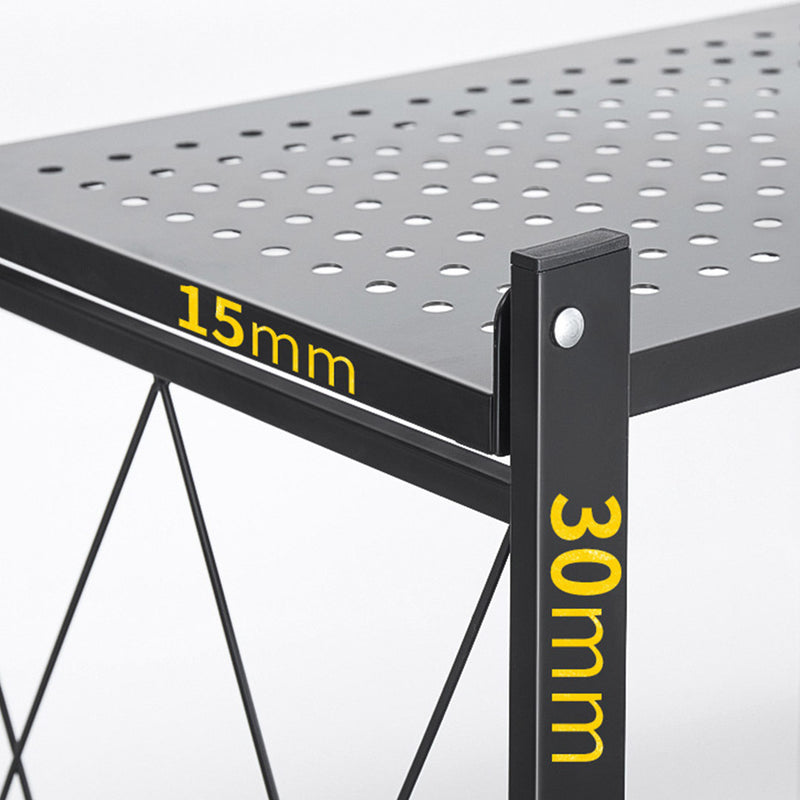 4 Tier Carbon Steel Foldable Kitchen Cart With Wheels Black 71cm X 38cm X 126cm
