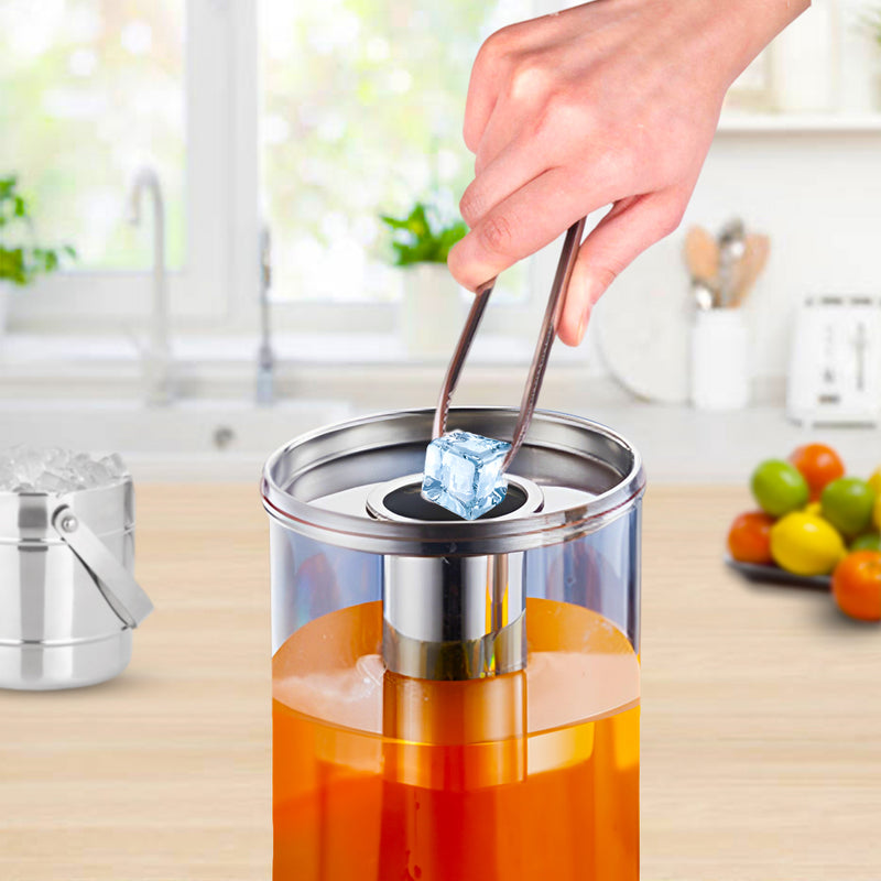 Single 3L Stainless Steel Beverage Dispenser Ice Cylinder Clear Hot Cold Jug