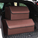 4X Leather Car Boot Organizer 55x30x30cm Collapsible Foldable Storage Box Coffee