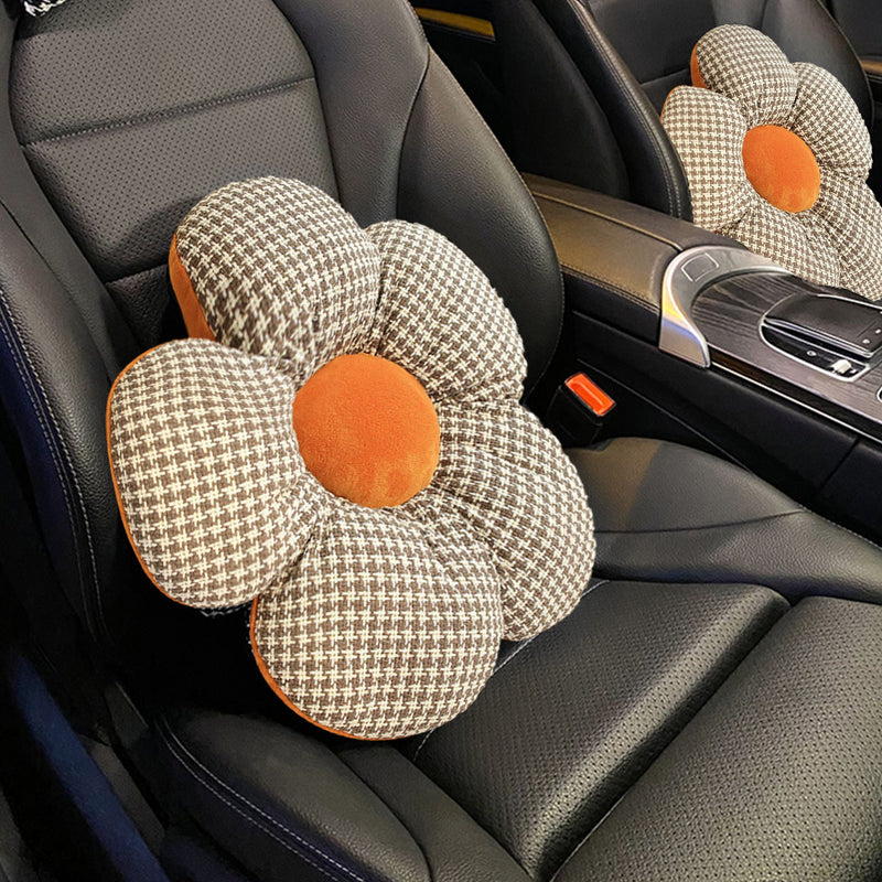 2X Orange Flower Seat Cushion 45cm PP Cotton Fabric Ergonomic Non Slip