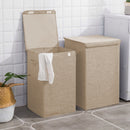 Beige Medium Collapsible Canvas Laundry Hamper Foldable Storage Box Organizer