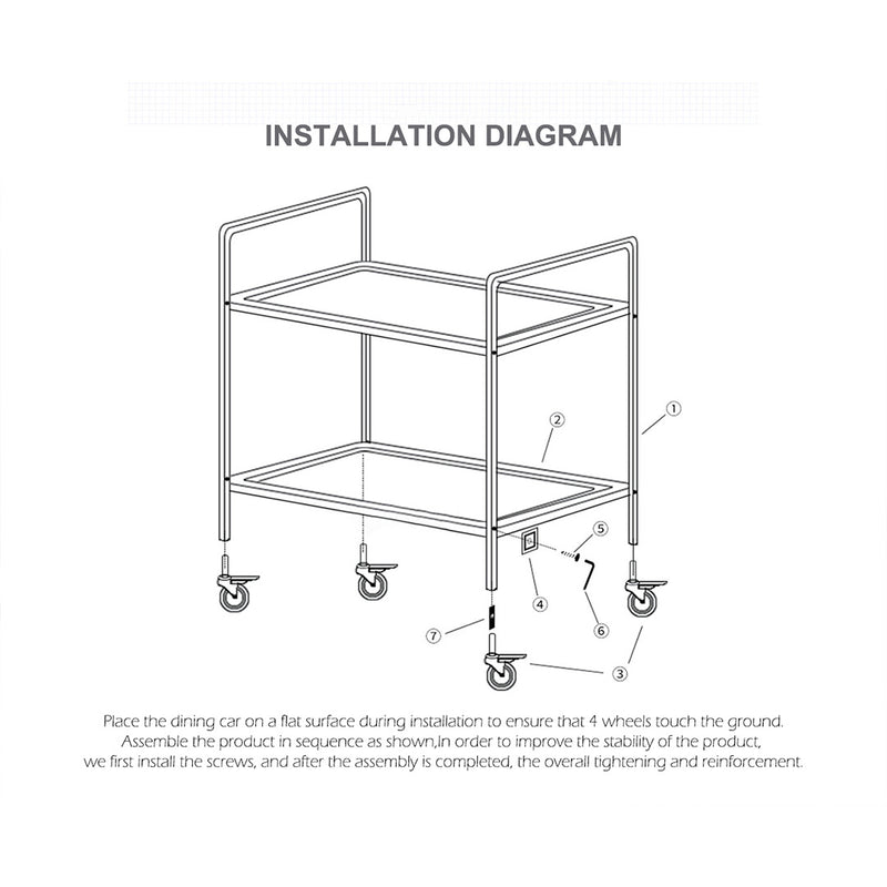 2X 3 Tier Stainless Steel Kitchen Trolley 18 10 Small Size With Locking Wheels