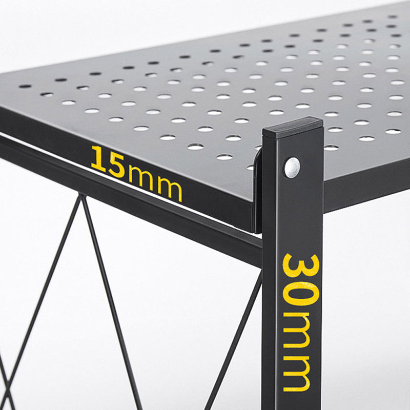 2X 4 Tier Black Carbon Steel Kitchen Cart Foldable Shelves With Wheels