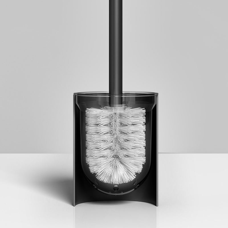 2X Wall-Mounted Toilet Brush with Holder Aluminum Rust-Resistant Black