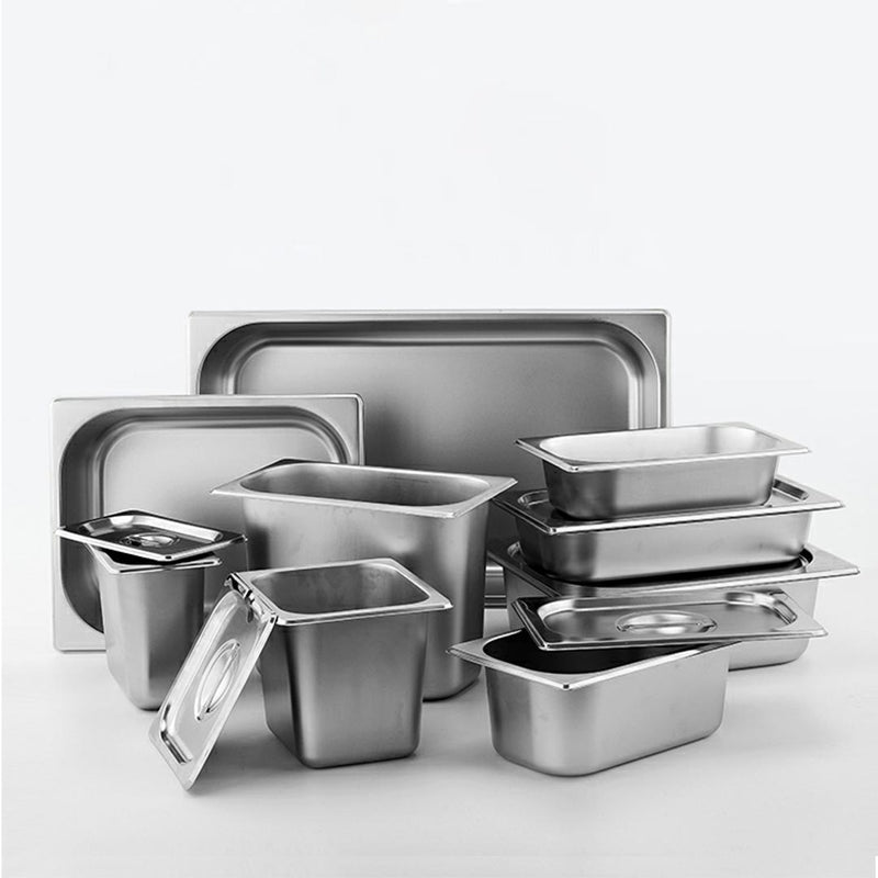 12X Full Size 1/3 GN Pan 15cm Deep Stainless Steel Tray With Lid Kitchen Use