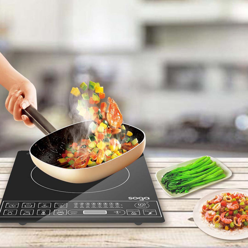 2X Portable Induction Cooktop 2000W 8 Levels 60C To 280C 18.2cm Glass Top