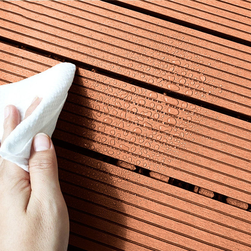11 pcs Wooden Composite Decking Tiles 30X30X2.2cm Red Brown Slip Resistant