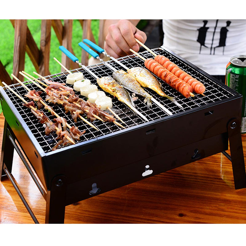 43cm Portable Folding Charcoal Box Grill Stainless Steel Black