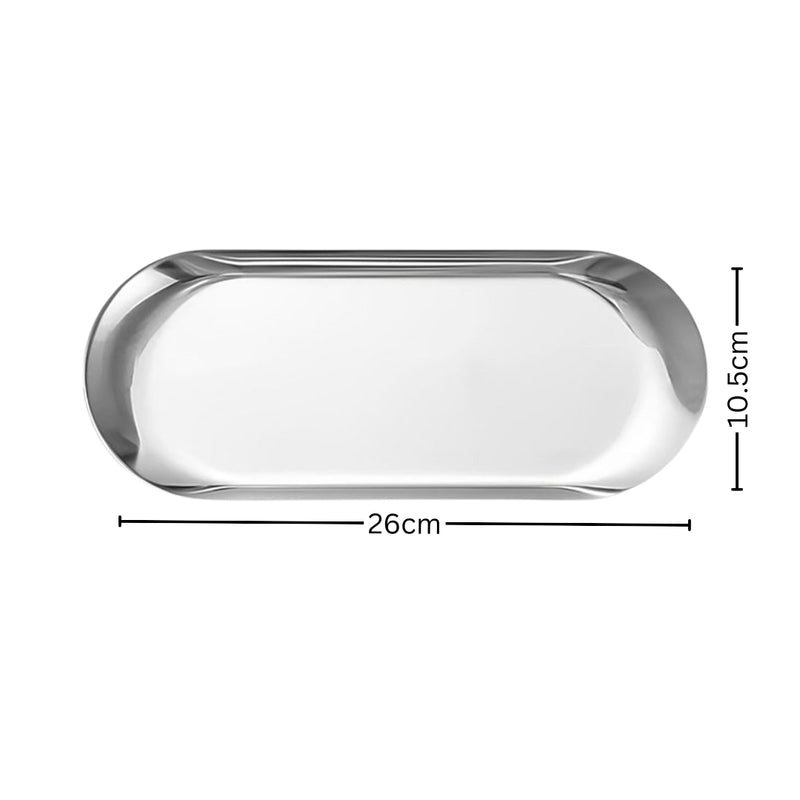 Oval Stainless Steel Plate Set 3 Pieces Small Medium Large Silver Nordic
