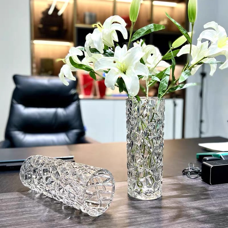 Heavy Duty 14x30cm Glass Vase Crystal Clear Design for Home or Event Décor