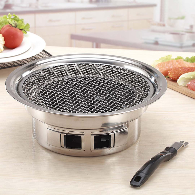 2X Portable Charcoal Grill Stainless Steel Agalmatolite Plate 340mm Smokeless