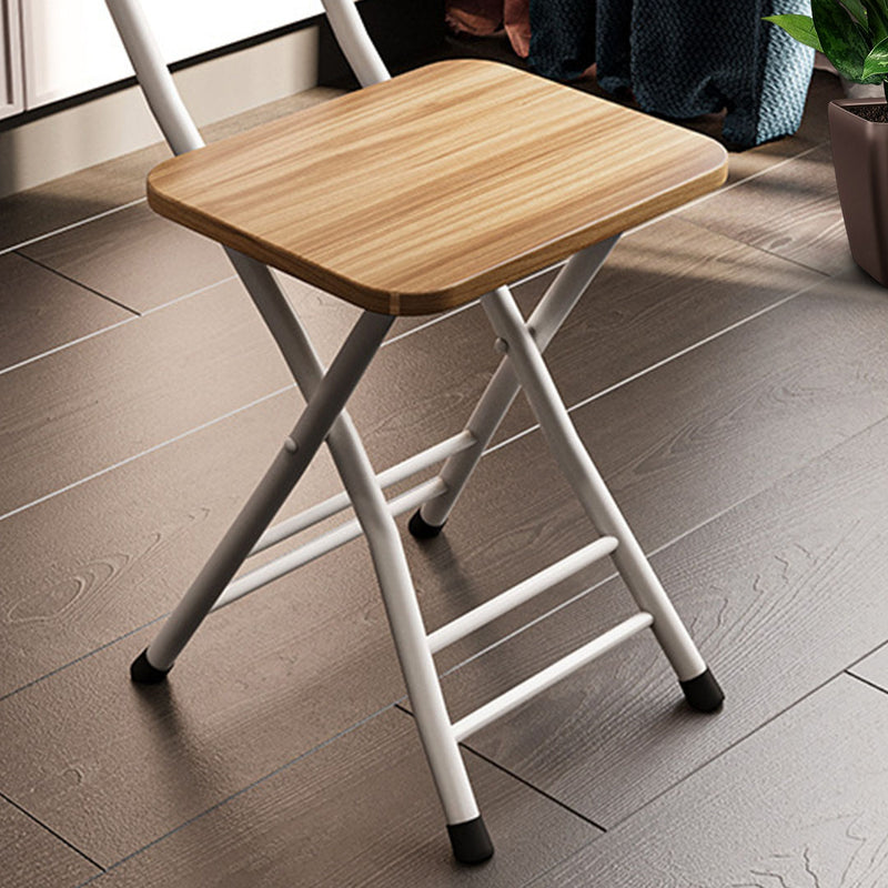 Oak Grain Foldable Chair Mdf Seat Aluminum Legs 77cm Space Saving Set of 2