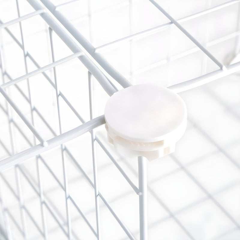 White Portable 12 Cube 3 Column Iron Wire Mesh Storage Organizer 110x37x113cm
