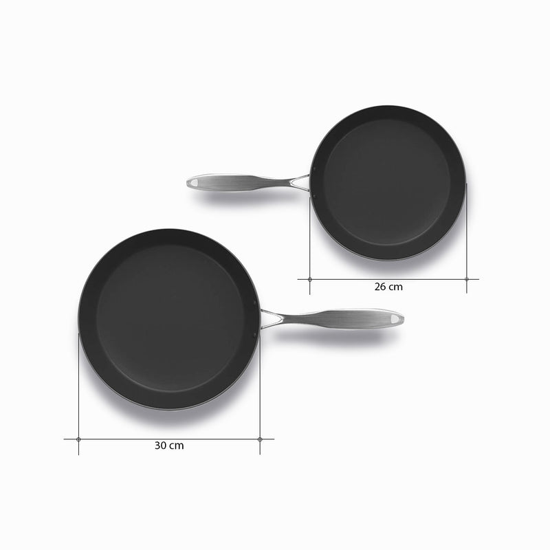 Stainless Steel Fry Pan 2 Pack 26cm 30cm Induction Compatible Non Stick Interior