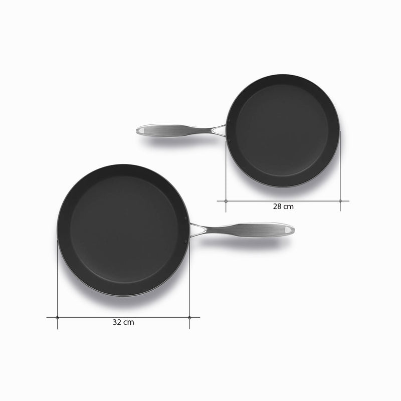 Stainless Steel Fry Pan Set 28cm 32cm Non Stick Induction Compatible