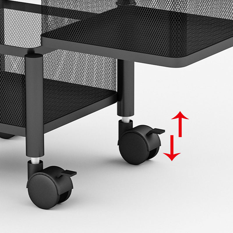 2X 3 Tier Carbon Steel Rotating Kitchen Cart Black 29x28x65cm 10Kg Per Shelf
