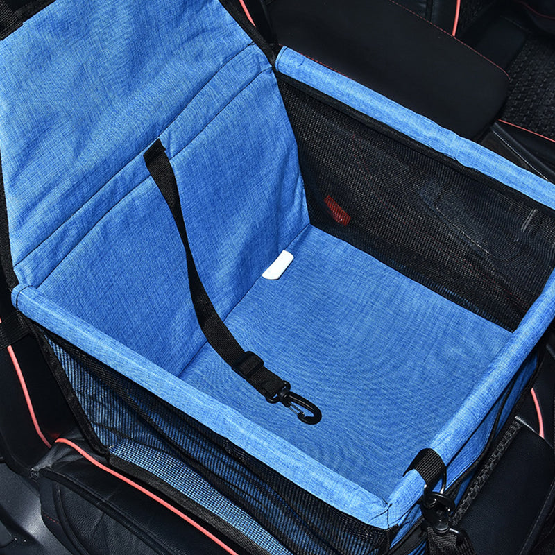 Pet Booster Car Seat 600D PVC Mesh Safety Tether 40x30x25cm Waterproof Blue