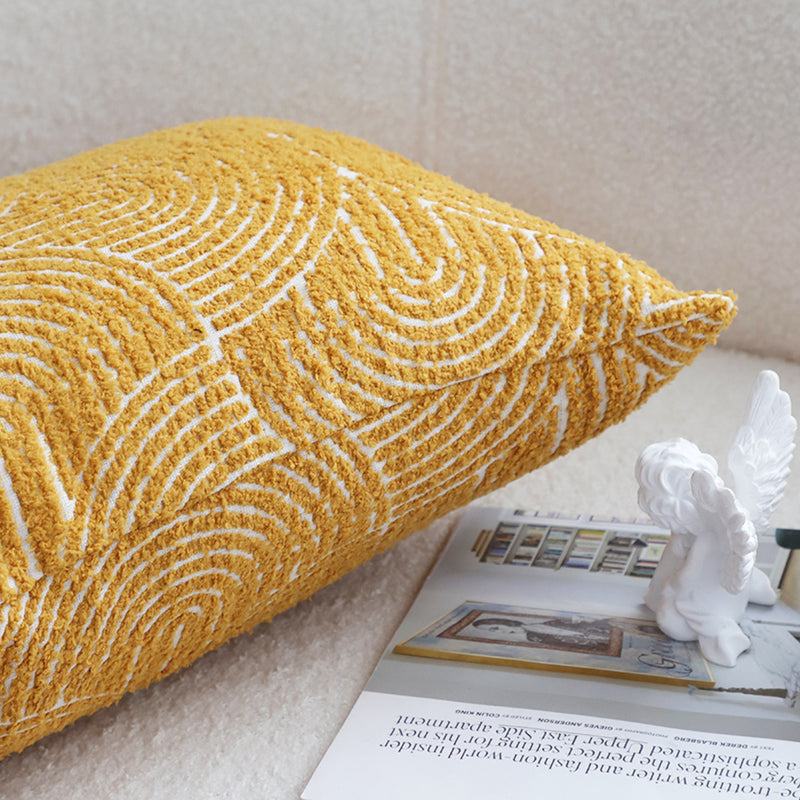 35x55x18cm Mustard Yellow Geometric Corded Throw Pillow Indoor Outdoor