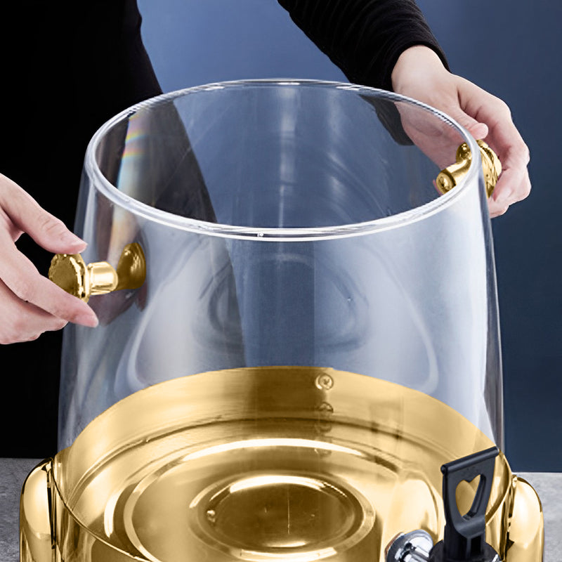Stainless Steel 12L Beverage Dispenser Hot Cold Drink Urn with Gold Accents